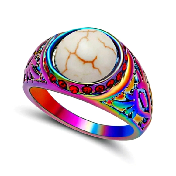 *Sale* New Howlite Rainbow Hematite Ring. - Picture 7 of 7